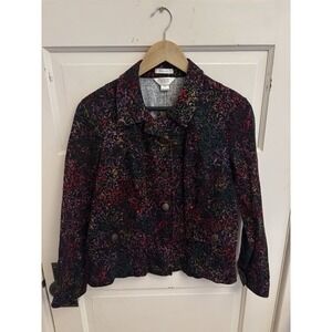 Christopher & Banks Women's Pink Patterned Jacket Blazer Stretch Pockets Size PM